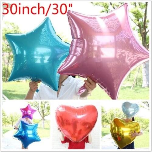 HOT 60pcs/lot wedding balloons 30inch large heart shape aluminum foil balloons big star air ball birthday party ballons supplies