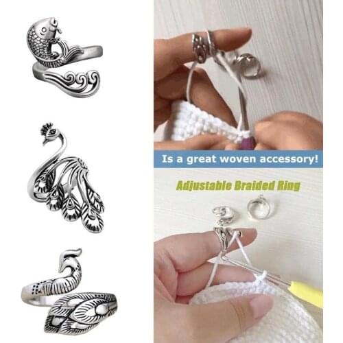 Stainless Steel Knitting Tool Yarn Spring Guides Braided Knuckle Assistant Jacquard Needle Thimble DIY Sewing Accessories