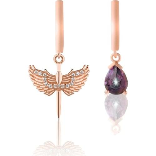 Stylish Jewelry Earrings 925 Sterling Silver Fairy For Women Rose Gold Plated With Zircon Drop Earrings