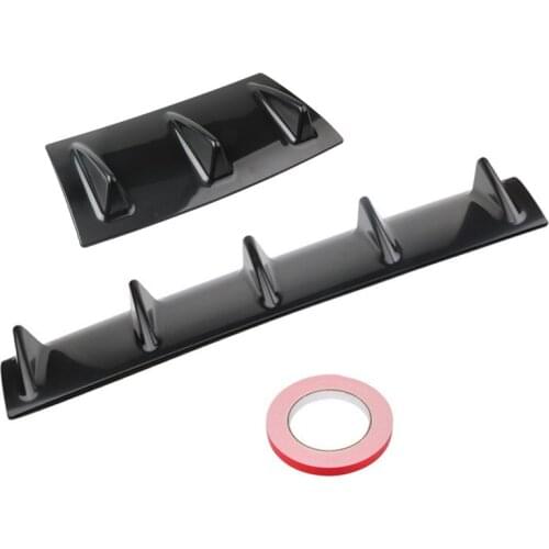 Universal Car Rear Bumper Lip Diffuser 3/5 Fin Shark Fin Style Car Back Bumper Spoiler Lip Splitter Car-Styling ABS Plastic Top