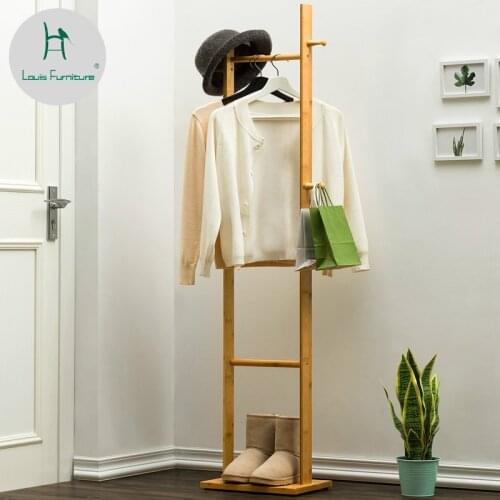 Louis Fahion Coat Racks Simple Floor Type Solid Wood Bedroom for Household Storage and Simple Modern
