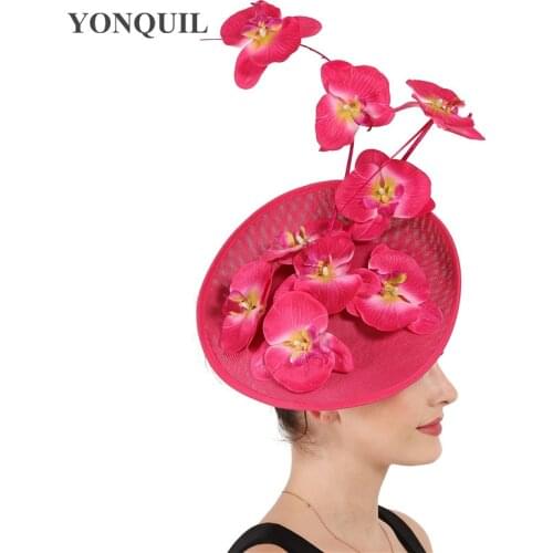 Imitation Sinamay Big Gorgeous Fascinator Women Hats Wedding Hat Bride Elegant Flower Headbands Accessories With Headbands