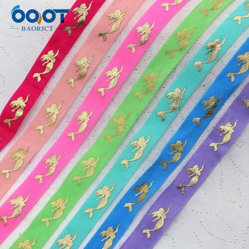 10yards 5/8''Cartoon bronzing Ribbon Elastic Foldover Elastics Stretch Hair Ties Headbands for Baby Girls Hair Bow E-20425-771