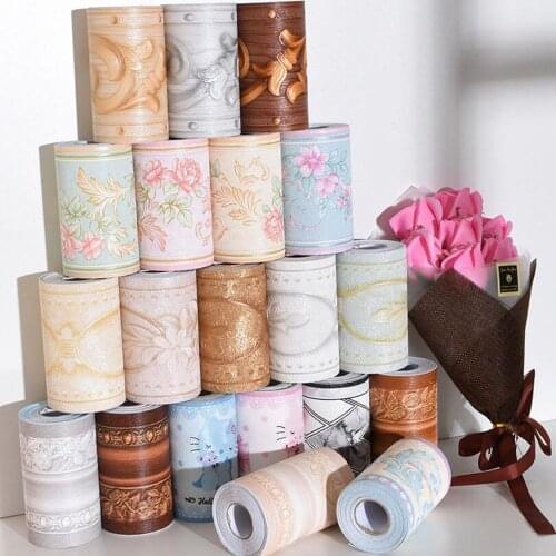 3D Wallpapers Home Decor Self Adhesive Film Wall Skirting Border PVC Wall Stickers Wall Decal Stripe Wallpaper Luxury Wallpaper