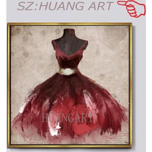 Abstract 3D Red Skirt Painting 100% Hand Painted Oil Painting On Canvas Modern Wall Art Poster For Living Room Home Decoration