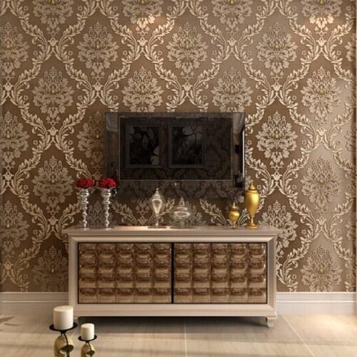Beibehang Europe Style Luxury Diamond High-grade Non-woven Wallcoverings Damascus Bedroom Tv Sofa Background 3d Papel De Parede