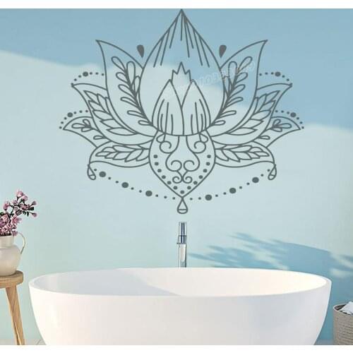 Lotus Flower Wall Decal Bohemian Vinyl Mandala Wall Sticker Lotus Yoga Studio Wall Decor Lotus Flower Decal Bedroom Decor C539