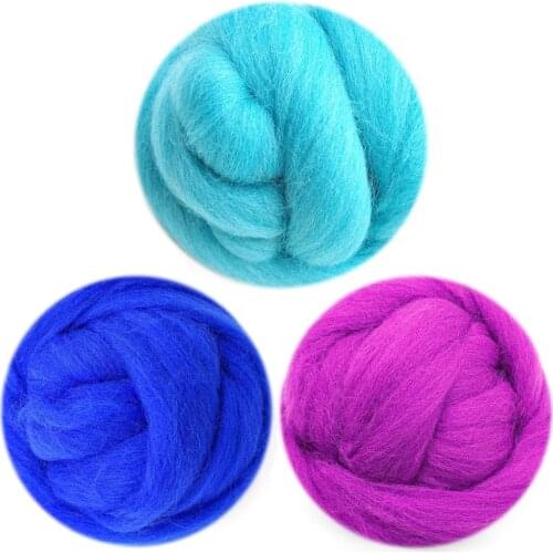 Feltsky 300g Felting Wool Roving Set 3 Colors (70s 19um Grade) Needle Felting Diy Series Wool for Needle Felting Kit