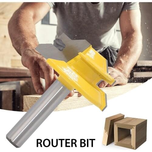 45 Degree Lock Miter Router Bit 8Inch Shank Woodworking Tenon Milling Cutter Tool Drilling Milling For Wood Carbide Alloy