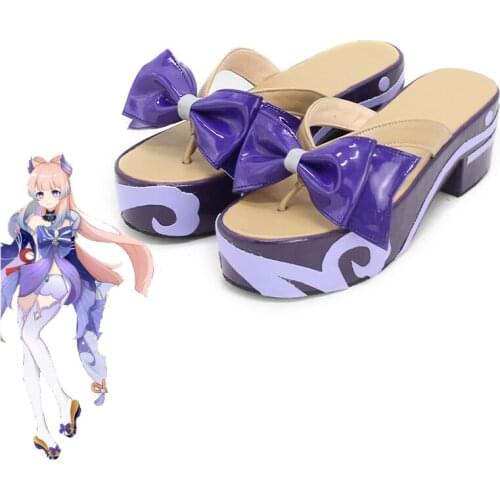 Game Genshin Impact Sangonomiya Kokomi Cosplay Shoes with Cute Bowknots Halloween Carnival Boots Cosplay Prop Custom Made