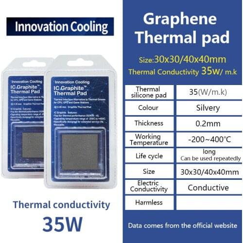 Innovation Cooling Graphene Thermal Silicone Pad Thermal conductivity 35W Thermal Pad For CPU/GPU Graphics Card Motherboard
