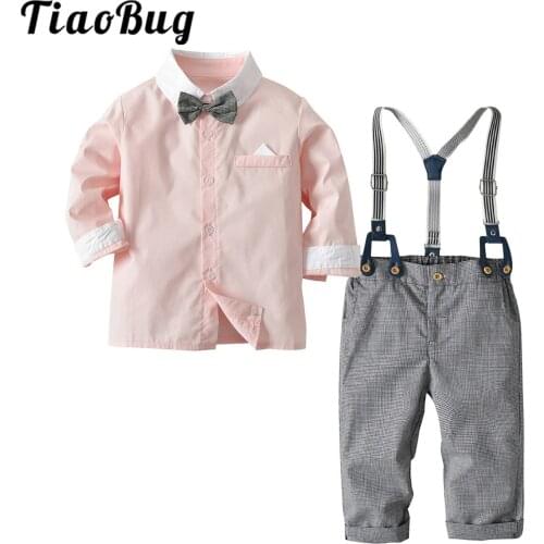2Pcs Kid Baby Boys Clothes Set Gentleman Outfits Long Sleeve Shirt Pants Childrens Sets Flower Boys Wedding Suits Party Costume