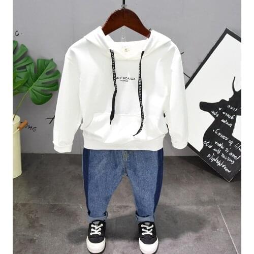 Spring and Autumn Children Clothing Long Sleeved Cotton Boy Suit for Fashion Boys Hoodie + Jeans 2pcs Boys Clothes Set