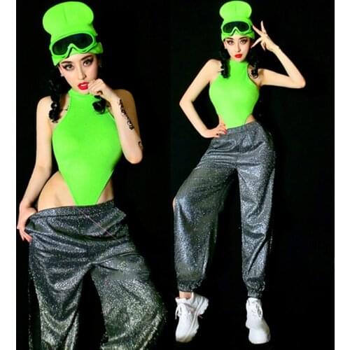 Hip Hop Costumes Sexy Bodysuit Adults Street Dance Clothes Jazz Performance Wear Women Modern Stage Rave Outfit Lady DNV13263