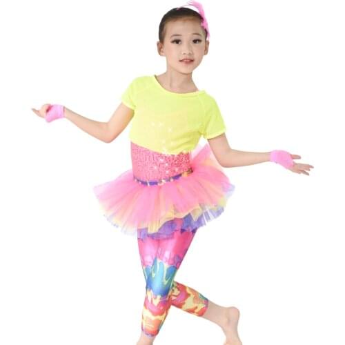 Colorful Girls Jazz Costumes Dance Outfits Cheerleading Clothing Stage Competition Perfomance Wear
