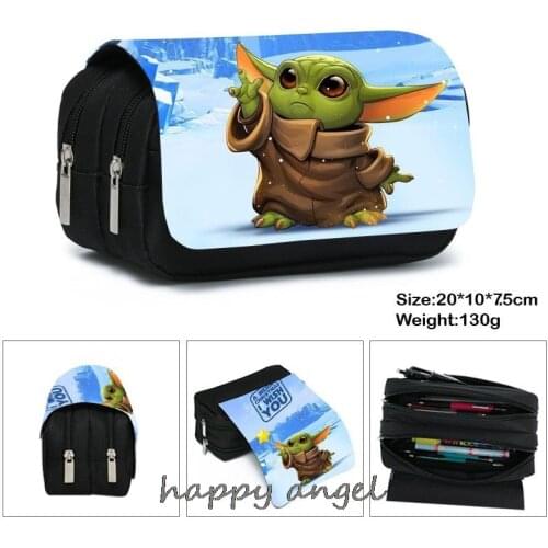 Mandalorian Baby Yoda Pencil Case Cute Canvas Zipper Pencil Bag Pencil Box kids Stationery gift Student school supplies