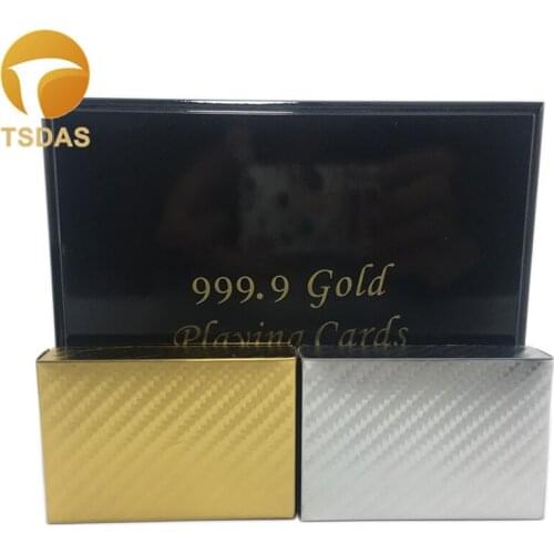 Mosaic Golden & Silver Foil Playing Card Plastic Poker Deck With Wooden Box and Certificate For Entertainment