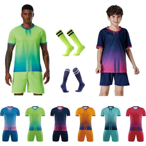 Men Soccer Jerseys Kids Football Jerseys Training Sets Girls Futbol Clothes Youth Soccer Kit Uniforms Custom Sports Socks K8826