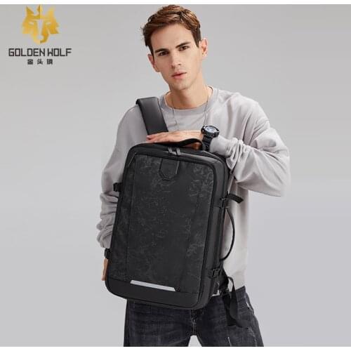 2021 Mens Backpack 15.6 Inch Laptop Bagpack Black Expandable Mochila for Man USB Charging Travel Rucksacks School Bags for Boys
