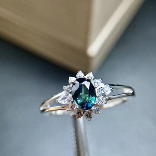 Natural Sapphire Ring Sapphire Silver Ring 925 Sterling Silver Sapphire Jewelry Gift for Woman