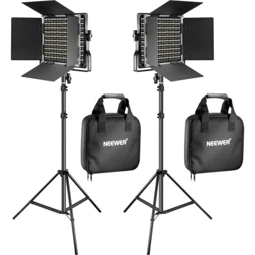 Neewer 2 Pieces Bi-color 660 LED Video Light and Stand Kit Includes:(2)3200-5600K CRI 96 for Studio Photography, Video Shooting