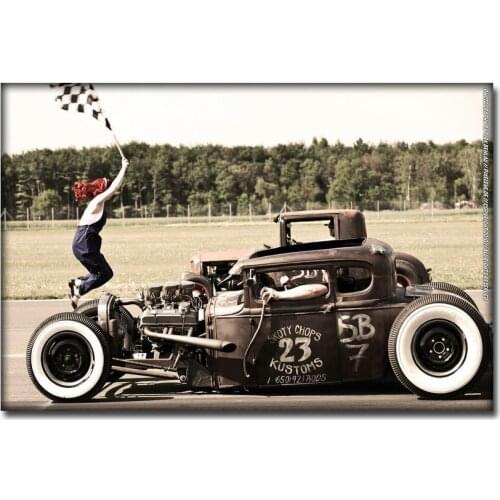 NICOLESHENTING Hot Rod Muscle Car Art Silk Fabric Poster Print Classic Car Pictures For Living Room Decor 029