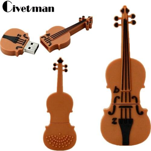 New Fashion Cartoon Brown Violin 8GB 16GB 32GB USB 2.0 Flash Memory Stick Pen Drive 64GB 128GB 256GB Drives Pendrives U Disk