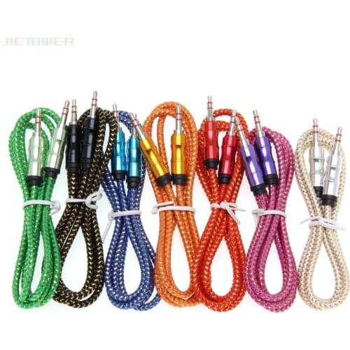 New 3.5 Auxiliary Cable Audio Cable Nylon bamboo style Male Aux Cord Cable For Mp3/Speaker/Car Suppion wholesale 50pcs/lot