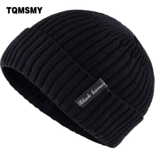 TQMSMY Autumn Winter Beanies Men Womens Knitted Labeling Skullies Casual Stripe Solid Colors warm hat cap Gorros Bonnet TMC03