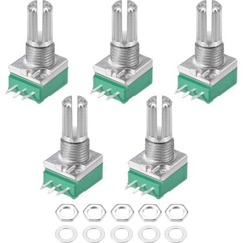 5pcs/lot RV097NS Potentiometer B5K B10K B20K B50K B100K B500K Potentiometer 3Pin Shaft with Switch Audio Sealing Potentiometers