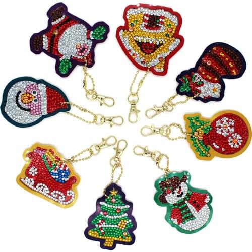 5d Diy DIamond Christmas Keychain Keyring Bag Ornament PVC Board Snowman Christmas Decoration Gift Diamond Mosaic YSK55