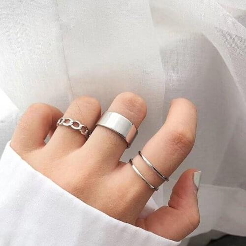 MWsonya New Korean 3pcs/set Fashion Zinc Alloy Rings for Women Elegant Silver Ring Classic Party Girls Ring Set