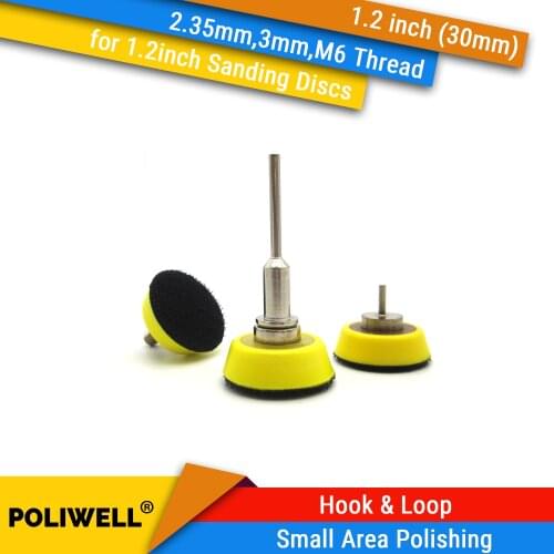 1.2 Inch 30mm Back-up Sanding Pad 2.35mm Shank or M6 Thread 3mm Shank for Hook and Loop Sanding Discs for Dremel Accessories