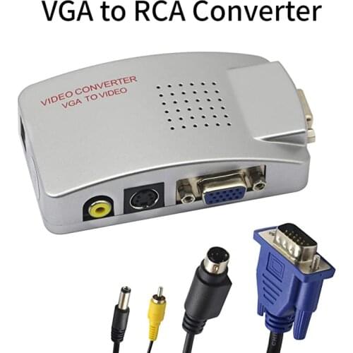 1080P VGA to RCA Adapter Composite AV S-Video to VGA Converter for HDTV Monitor Laptop Desktop PC