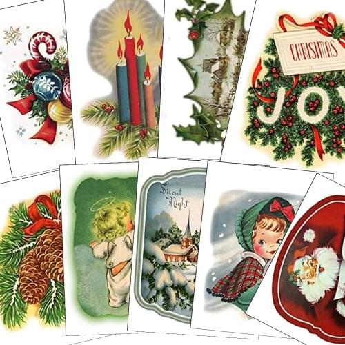 18pcs/set Vintage Christmas Edible Wafer Paper For Cup Cake Topper Cake Decorating Tools Festival Supply