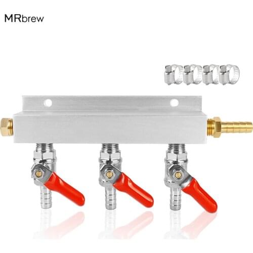 3 Output / 3 Way Manifold Gas Line Splitter with Check Valves (5/16" thread) Co2 Gas Distributor For Homebrew Beer Keg Brew Tool
