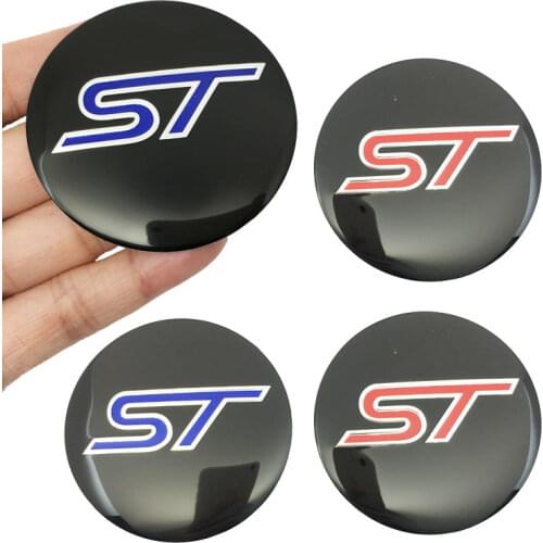 4Pcs 56.5MM Aluminum ST Logo Car Wheel Center Caps Emblem for Ford Focus Fusion Everest Escape Explorer Edge Mondeo Fiesta Kuga