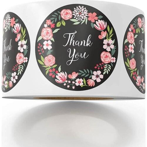 500pcs/roll Cute Flower Thank You Series Round Sticker Seal Labes Mutifunction DIY Decorative Gifts Package Labels for Baking