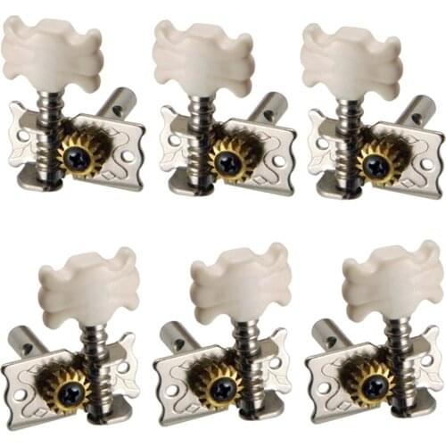 6 Pieces Zinc Alloy Open Tuning Pegs Tuners Machine Heads 3L 3R for Electric Guitar Parts Silver