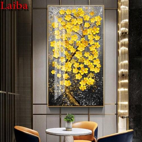 Abstract Golden Colorful Tree 3D Needlework Diamond Embroidery Diamond Painting Cross Stitch Hobby Crafts money tree Handmade