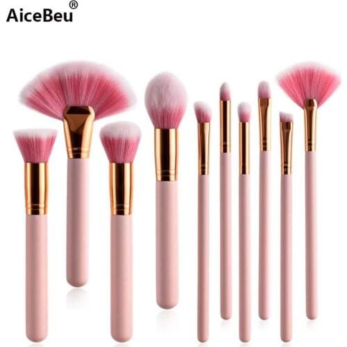 AiceBeu 4/10Pcs Makeup Brushes Set Best Gift Powder Foundation Eyeshadow Make Up Brushes Cosmetic Soft Synthetic Hair
