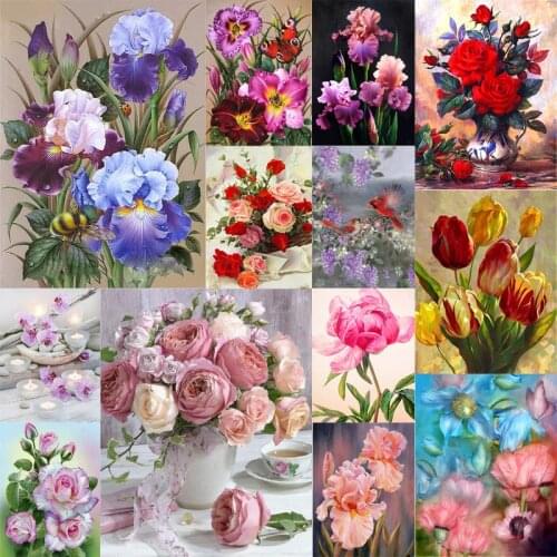 5D DIY Diamond Painting Flower Cross stitch Kit Full Diamond Embroidery Flowers Rose Mosaic Picture Of Rhinestones Decor Gift