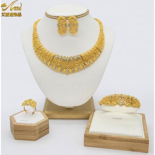 ANIID Woman Jewerly Sets Wedding Brazilian Bridal Ring Turkish Decor Ethiopia Gold Bangles Jewelry Long Earrings Moroccan 2021