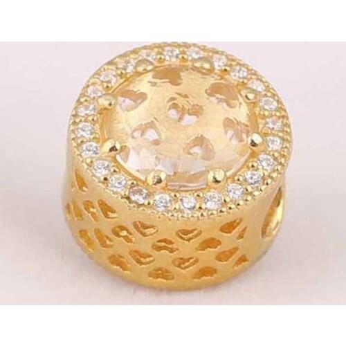 Authentic S925 Silver Bead DIY Jewelry Radiant Hearts Charm fit Lady Bracelet Bangle Shine & Multi-Colored CZ Bead