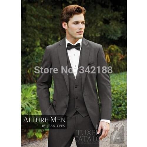 FREE shipping/ Excellent Charcoal Groom Tuxedos Groomsmen Mens Wedding Suits Best man Suits/wedding dress Suitswedding men clot