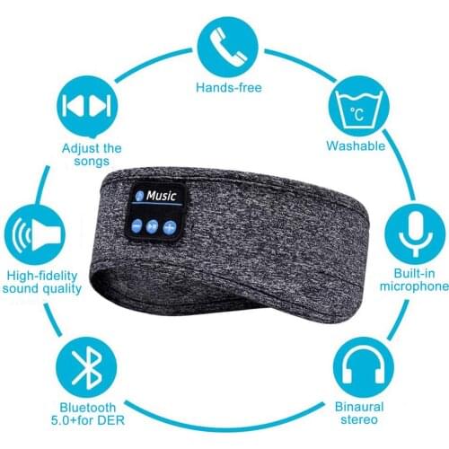 Wireless Bluetooth Sleeping Headphones Sports Headband Soft Elastic Comfortable Music Headset Speakers Hands-free For Running
