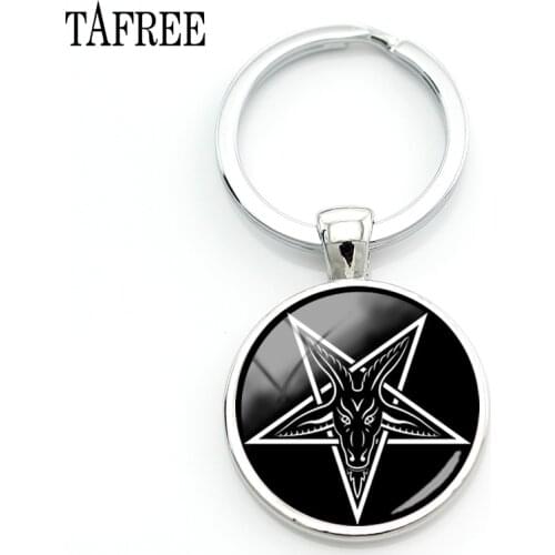 TAFREE Art Photo Satan Keychain Classic Trendy Pentagram Key Chain Keyring Men Women Cool Fashion Jewelry Accessories DT39