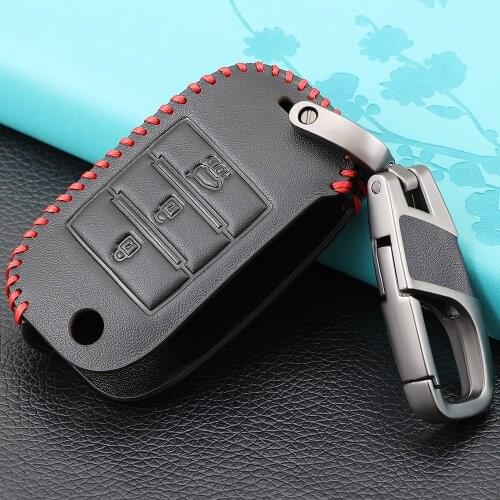 Genuine Leather 3Button Flip Key Case Cover For Kia Carens/Cerato/Forte/K2/K3/K5/K4/RIO/Ceed Car Styling L73