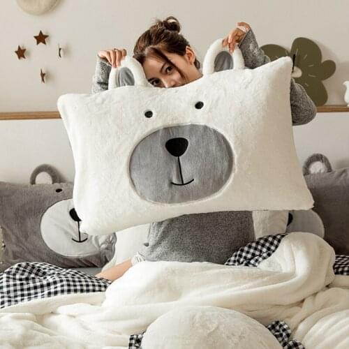 Pillowcase Pair 48x74cm Coral Fleece Pillowcase Student Dormitory Single Pillow Case Bedside Cushion