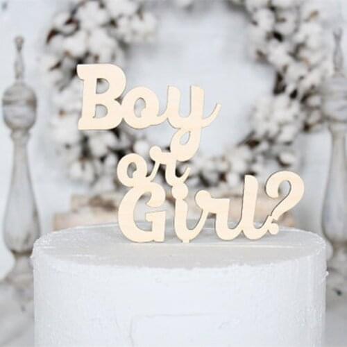 Wood Funny Cake Topper Baby or Girl Cake Toppers Birthday Party Decoration Cake Decorating Gender Reveal